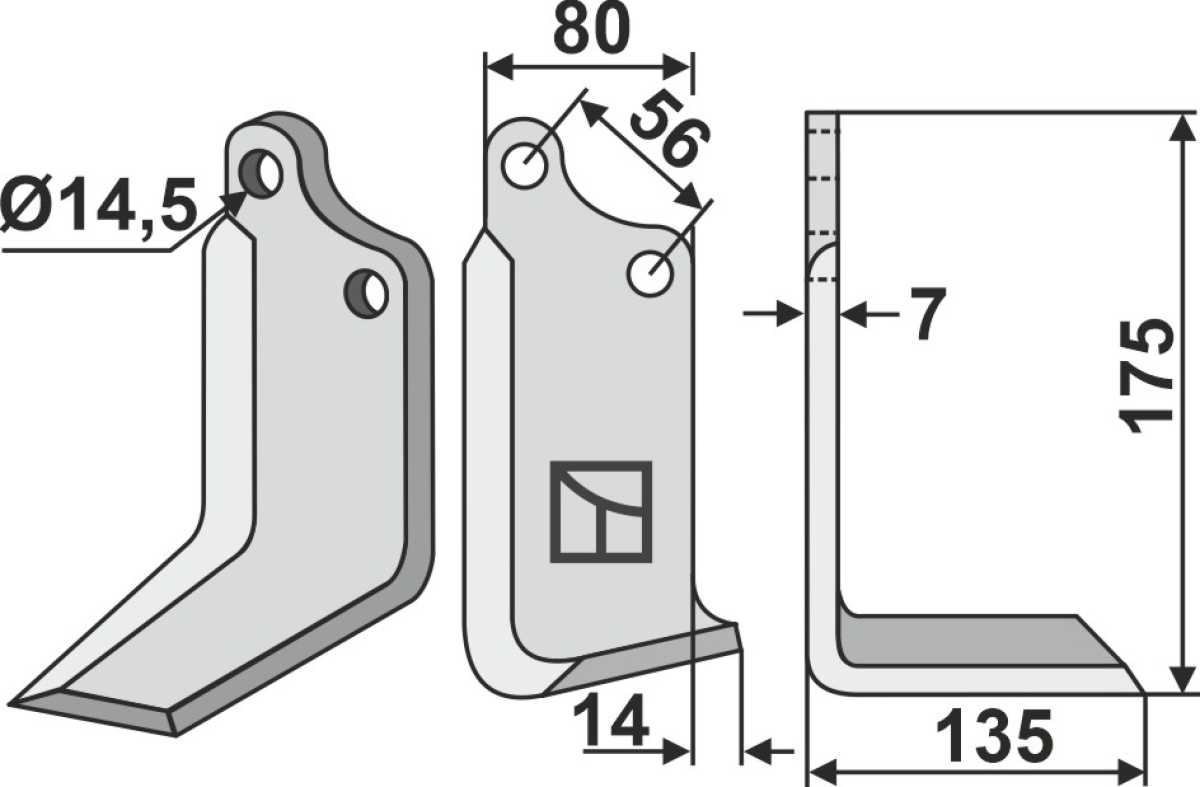 Fräsmesser 175x80mm, rechts
